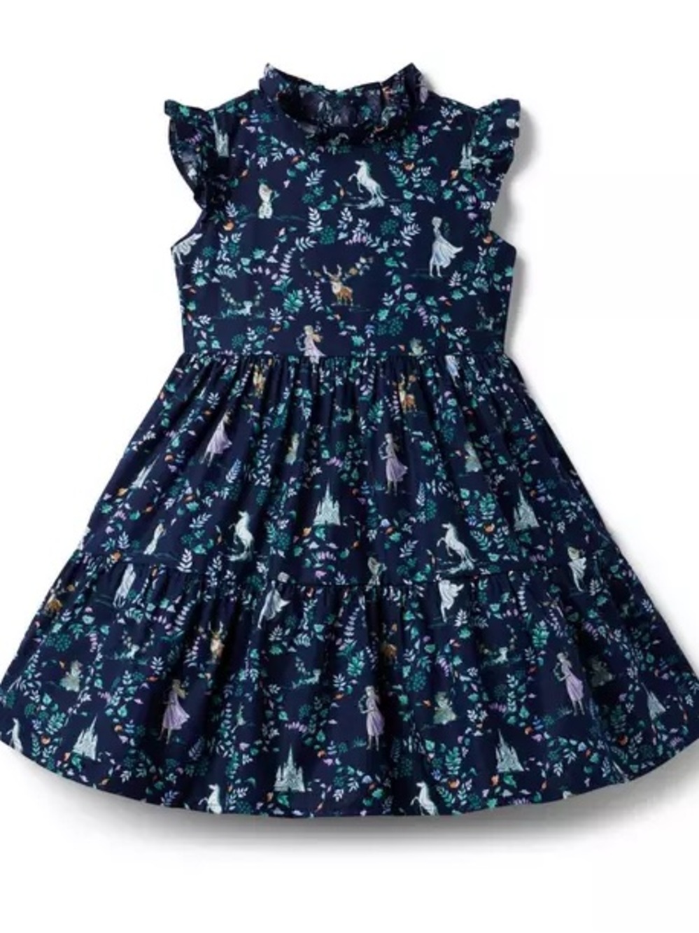 Janie and Jack x Disney Frozen Toile Dress Navy Blue Kids Luxury NWT size 10